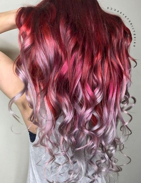 Two tone red ombre long hair