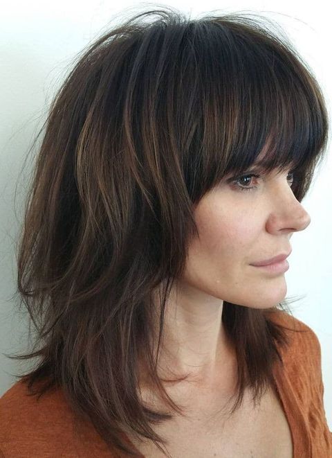 Layered hairstyle with bangs