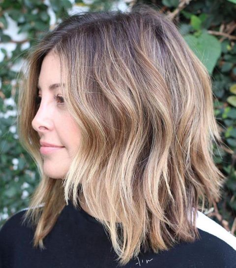 Ombre wavy shoulder length hairstyle