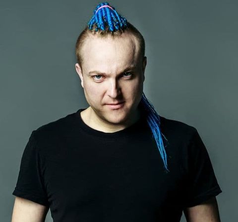 Blue color long ponytail for men 2021-2022