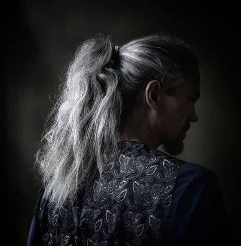 Grey color long ponytail hair 2021-2022