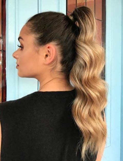 Ombre hair color high ponytail hairstyles for women