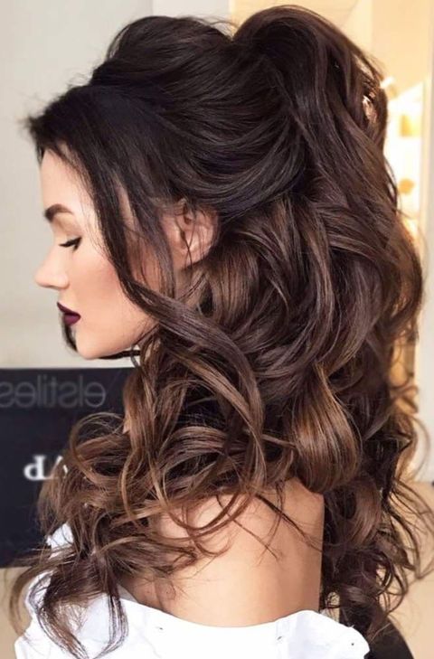 Wavy hair types high ponytail hairstyle
