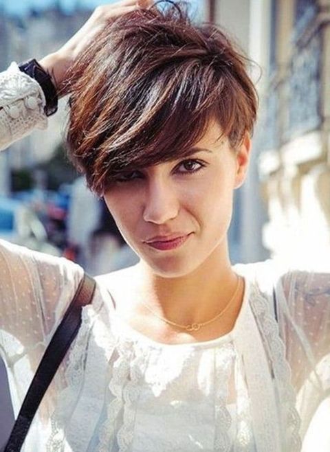 Short haircut with long bangs 2021-2022