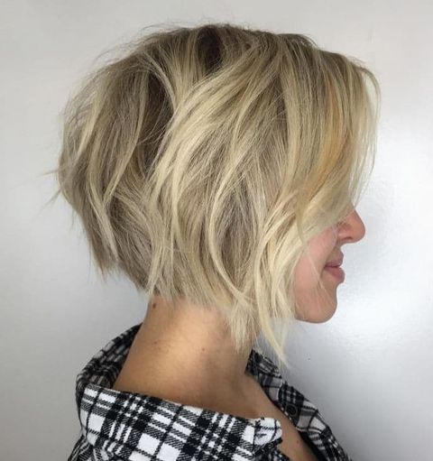 Messy inverted bob hairstyle