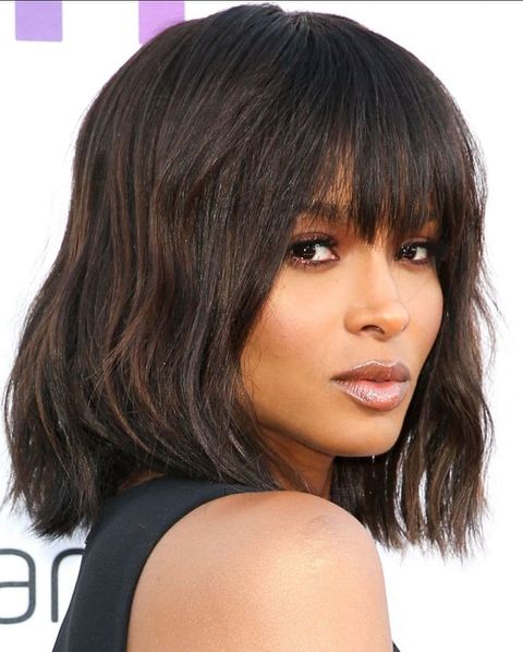 Blunt bob haircut with bangs 2021-2022