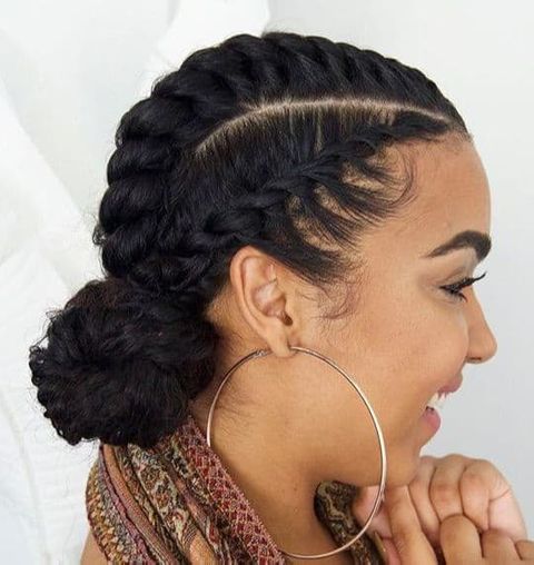 Cool cornrow bun braids for round face 2021-2022