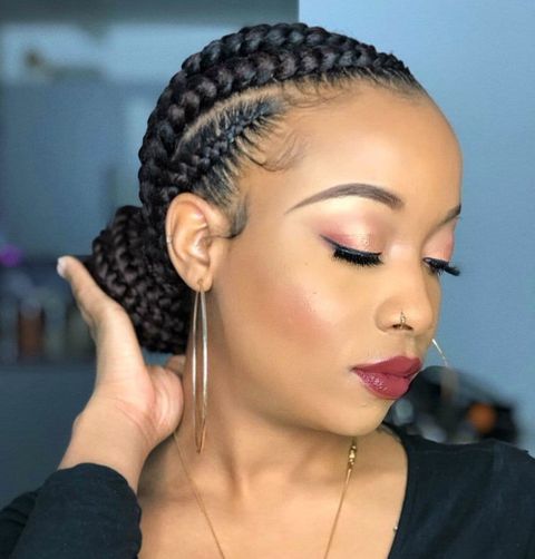 Low bun cornrow braids 2021-2022