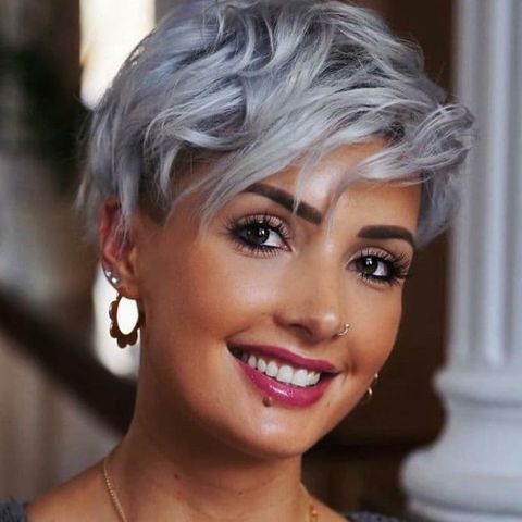 Curly gray short haircut for black women in 2021-2022