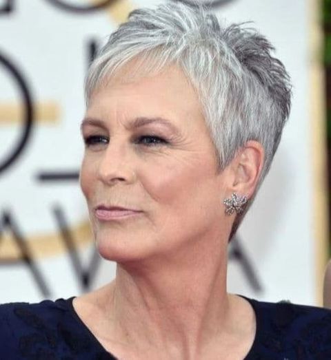 gray pixie short haircut for older women over 60 in 2021-2022