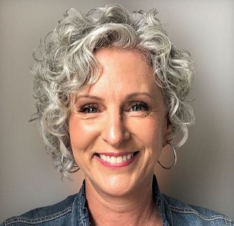 Curly short hair for older women over 60 in 2021-2022