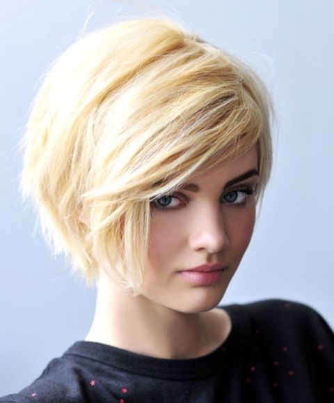 Golden blonde short bob hairstyle