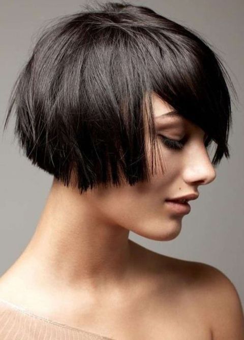 Layered blunt bob cut