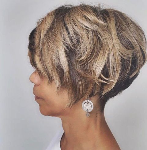 Balayege layered short haircut 