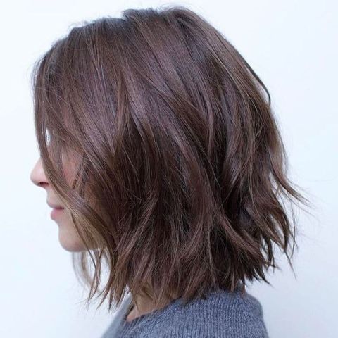 Chestnut layered bob cut