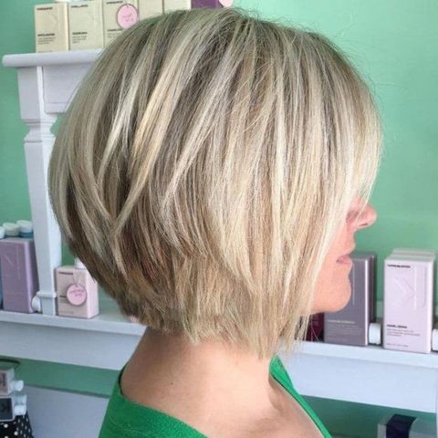 Fine hair short layered bob