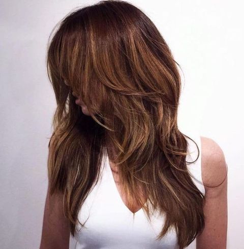 Highlights brown layered haircut 