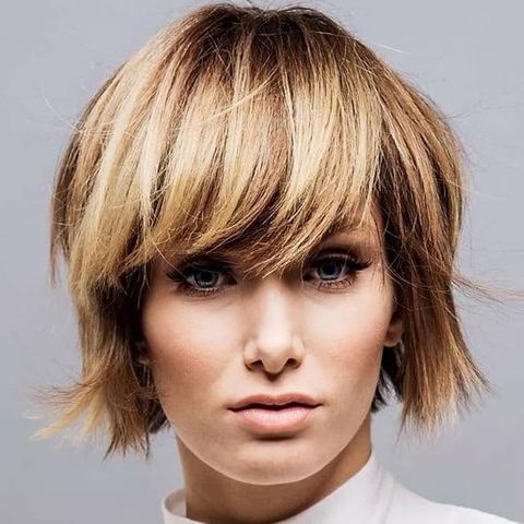 Blunt bob cut with bangs