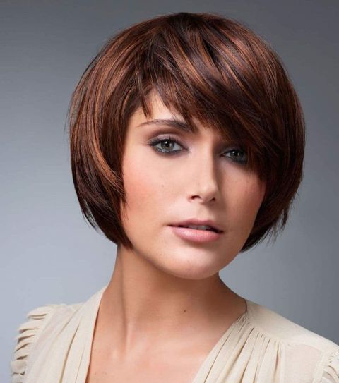 Brown balayage short layered bob cut