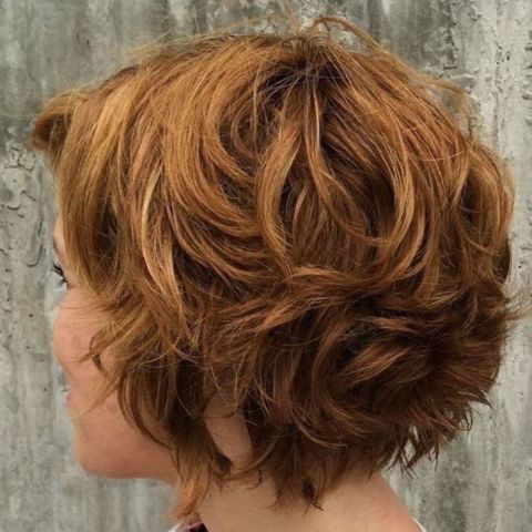 Curly layered short hair