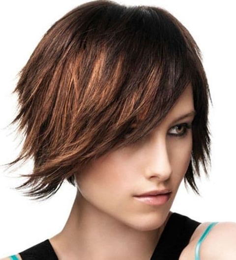 Highlight asymmetrical layered short hair