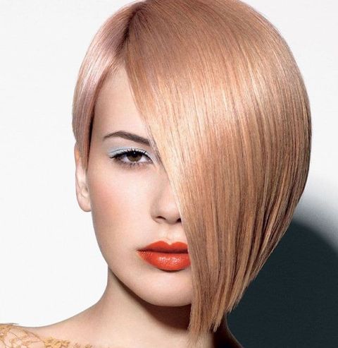 Asymmetrical bob haircuts for women with long faces