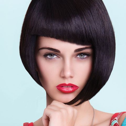 Blunt short bob with asymmetrical bangs