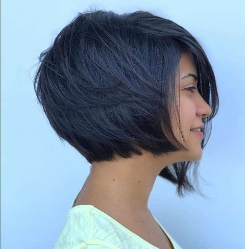 Layered chin length bob cut