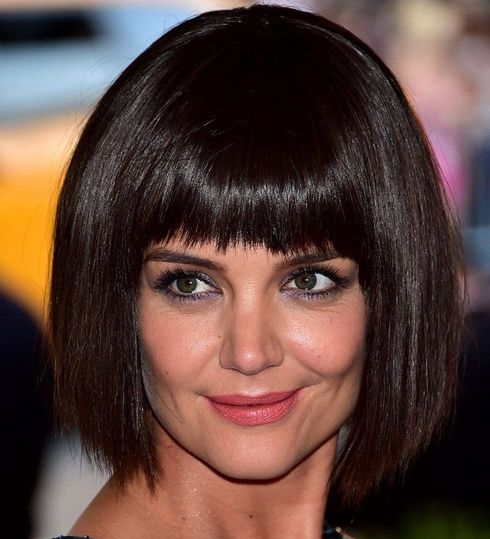 Black color bob haircut with bangs