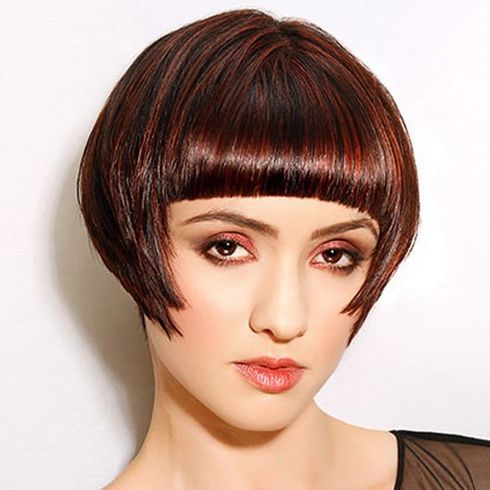 Cool red short hair with straight bangs
