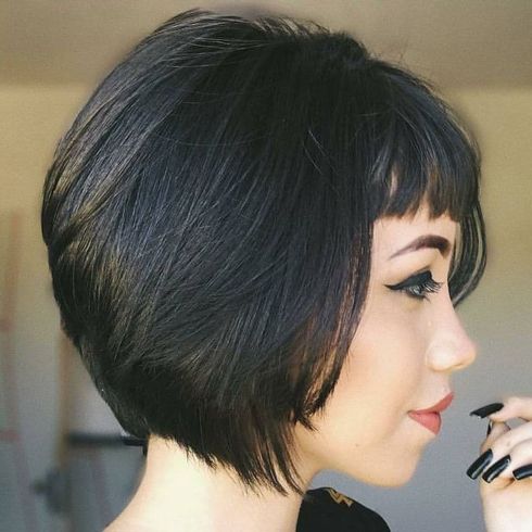 Layered short hair with bangs