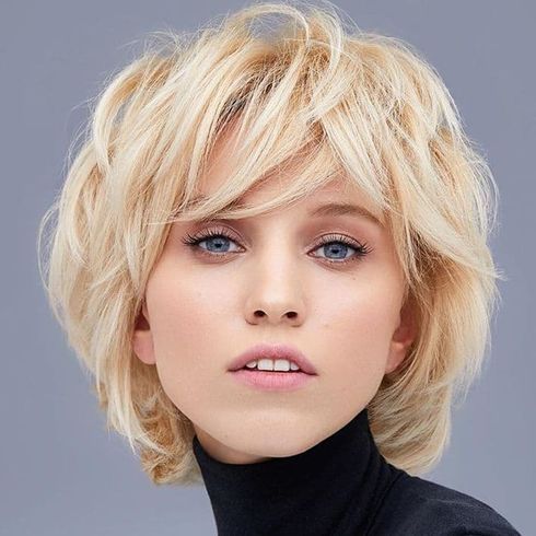 Messy short bob for oval faces