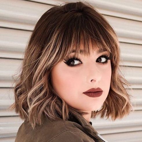 Ombre long bob hair with bangs