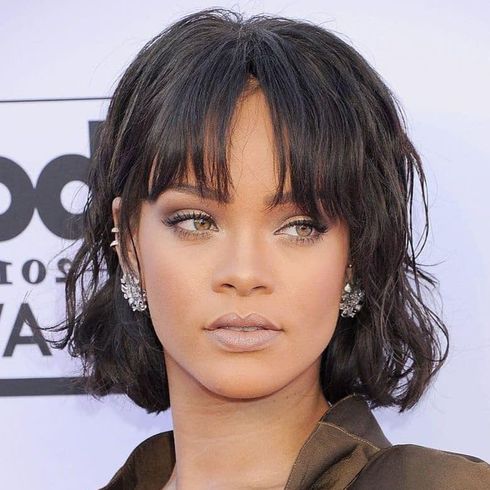 Rihanna's short bob hair with bangs