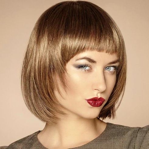 Short bob haircut with bangs