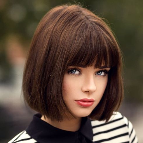 Thin hair bob haircut with bangs for girls