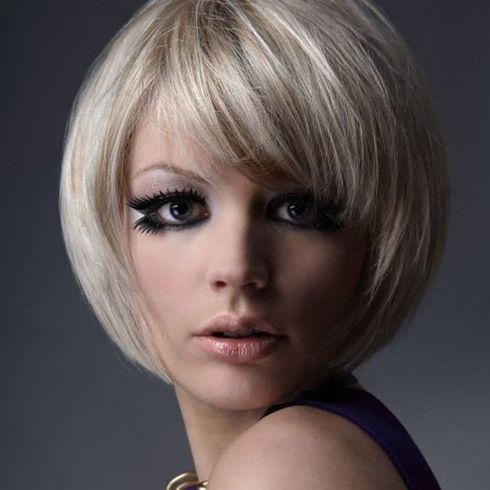 Trendy short bob hair with bangs