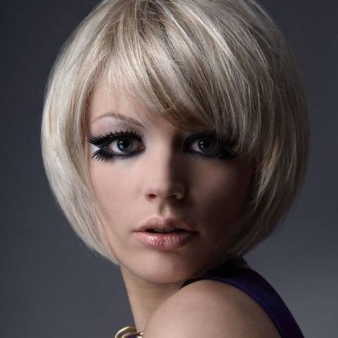 Trendy short bob hair with bangs