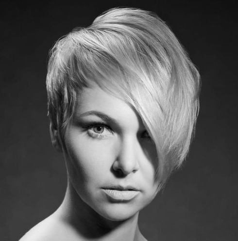 Asymmetrical long pixie hair