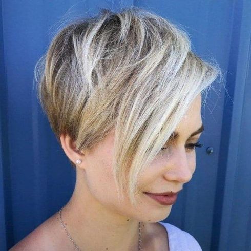 Long pixie hair with bangs