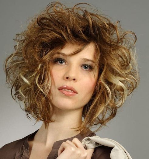 Voluminous short bob curl hair