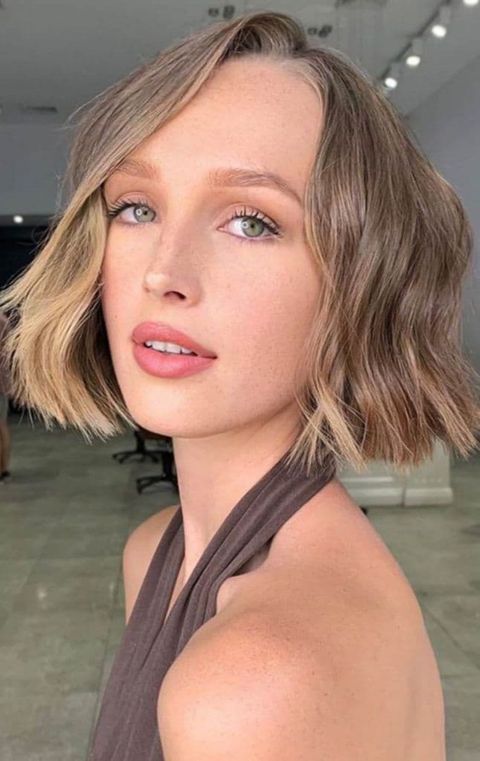 dark ash blonde bob