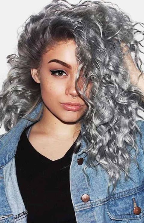 grey sleek curly