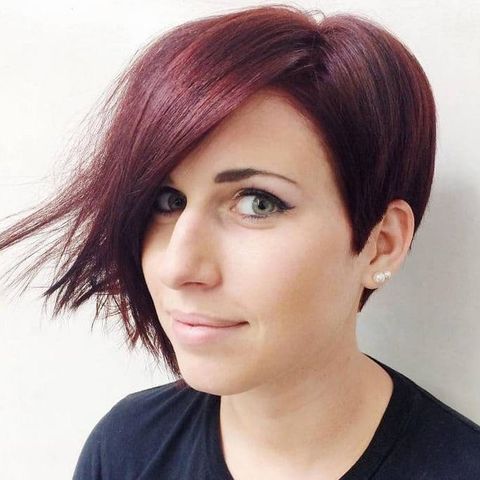 Short asymmetrical bob haircut 2021-2022