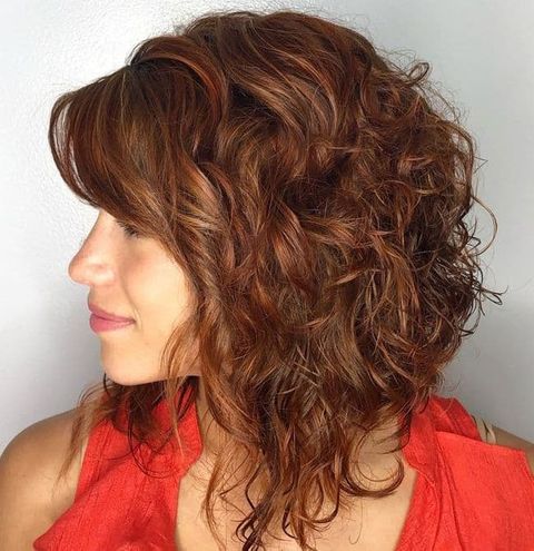 angled shoulder length curl hair