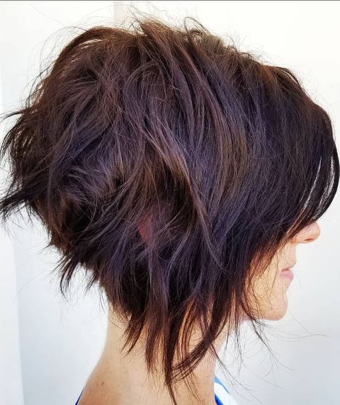 Asymmetrical layered bob haircut