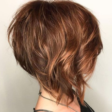 Asymmetrical layered long bob