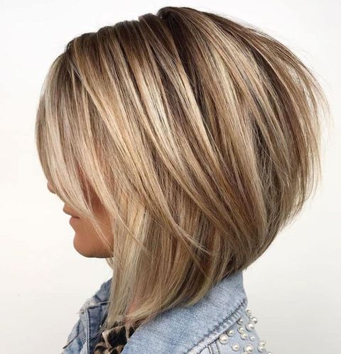 Balayage layered long bob hair