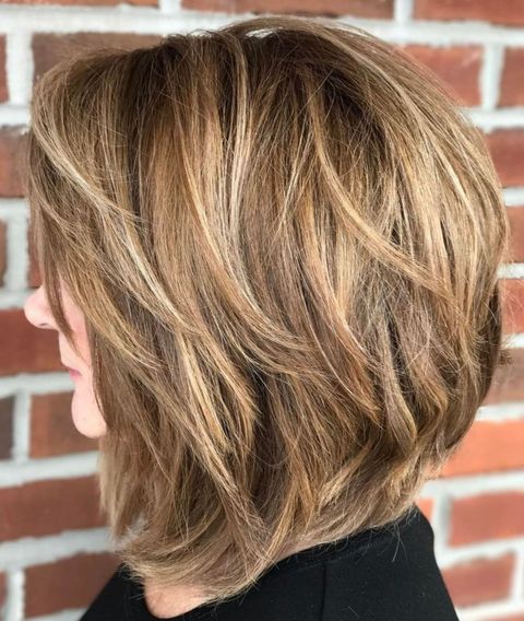 Brown balayage layered bob