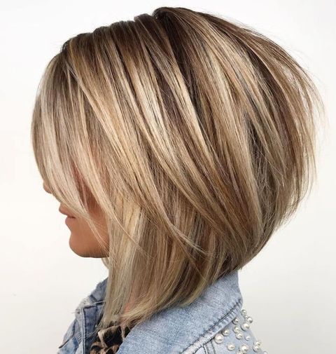 Brown balayage layered lob haircut